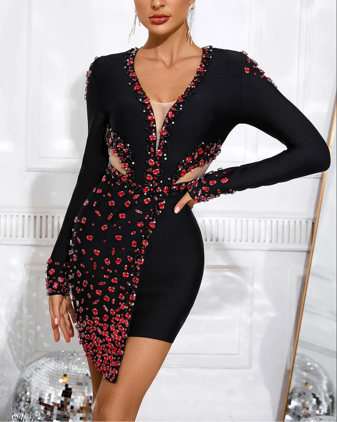 black bandage rhinestone dress Kesia Rhinestone Halter Bandage Mini Dress Black Mara Blak