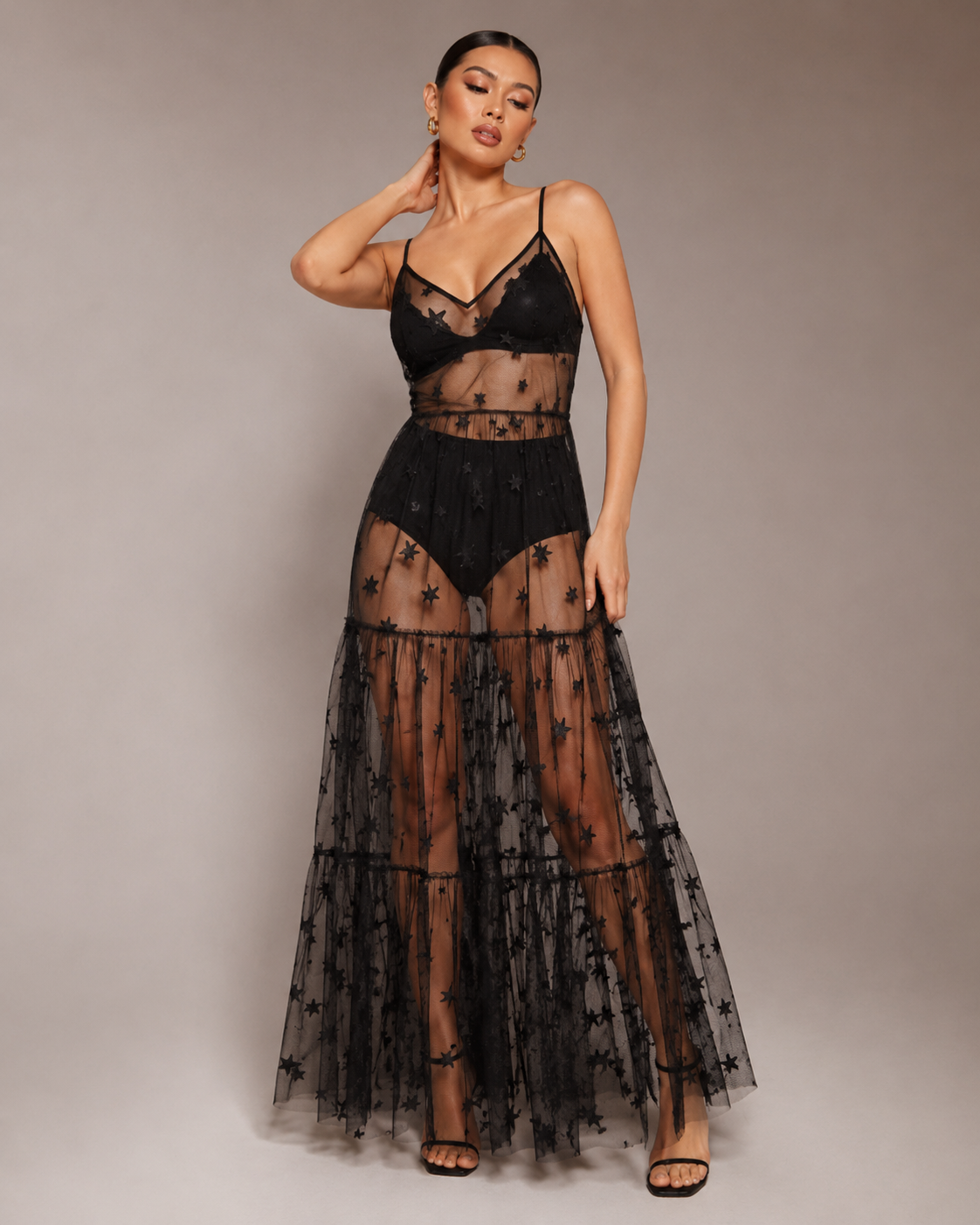 Affordable Glitter Mesh Maxi Dress for Women Maxi Boho Mesh Stars – BVALLEYXOXO